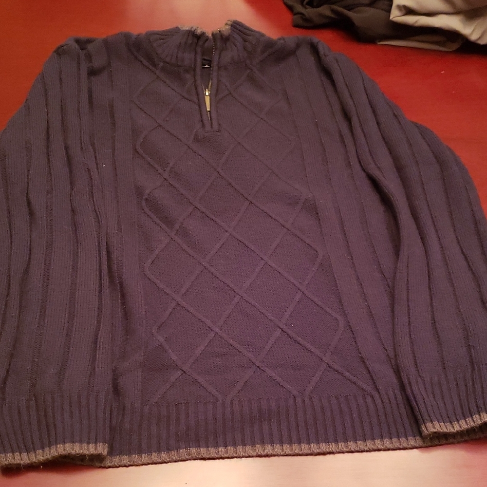 Geoffrey Beene Men's Dark Blue Zip-Up Sweater